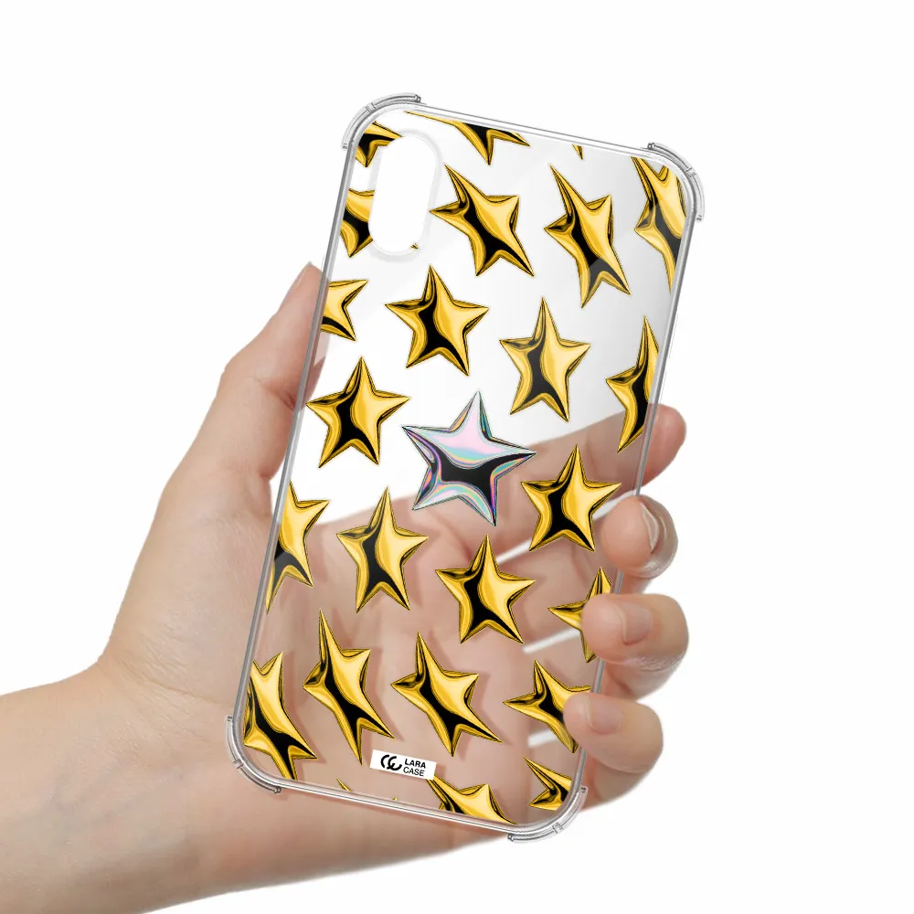 a group of gold stars Apple iPhone X Clear PC Case