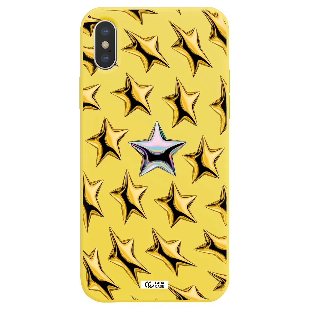a group of gold stars Apple iPhone X Silicone canary yellow Case