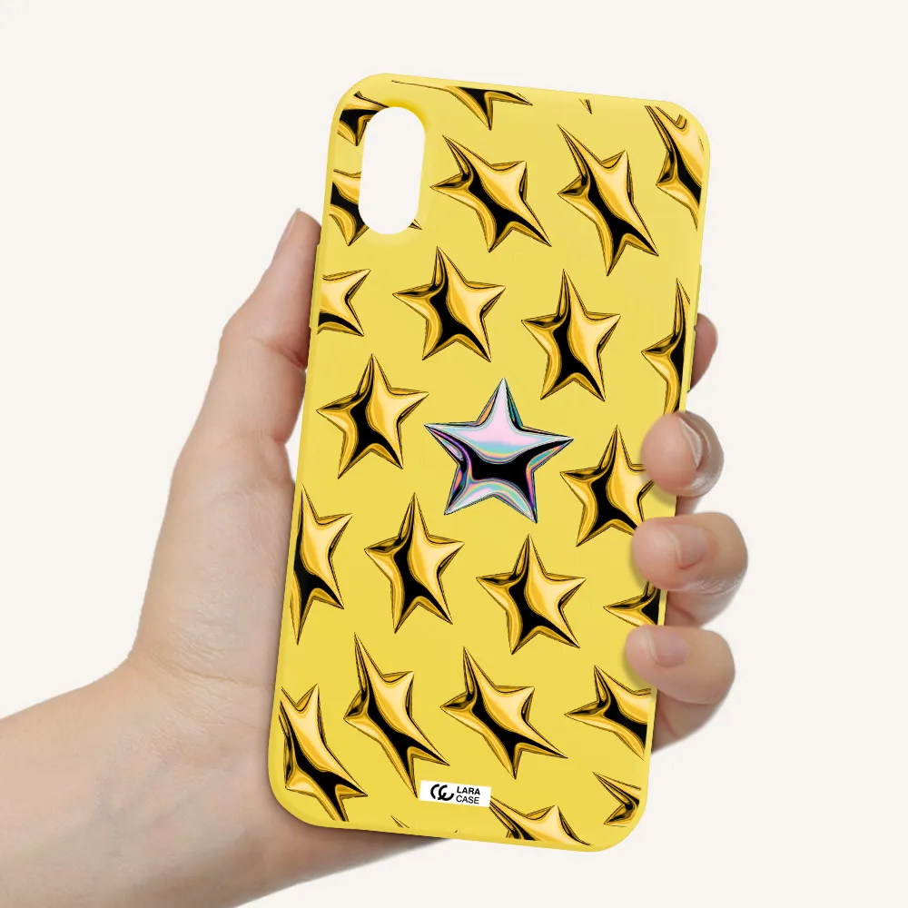 a group of gold stars Apple iPhone X Silicone canary yellow Case