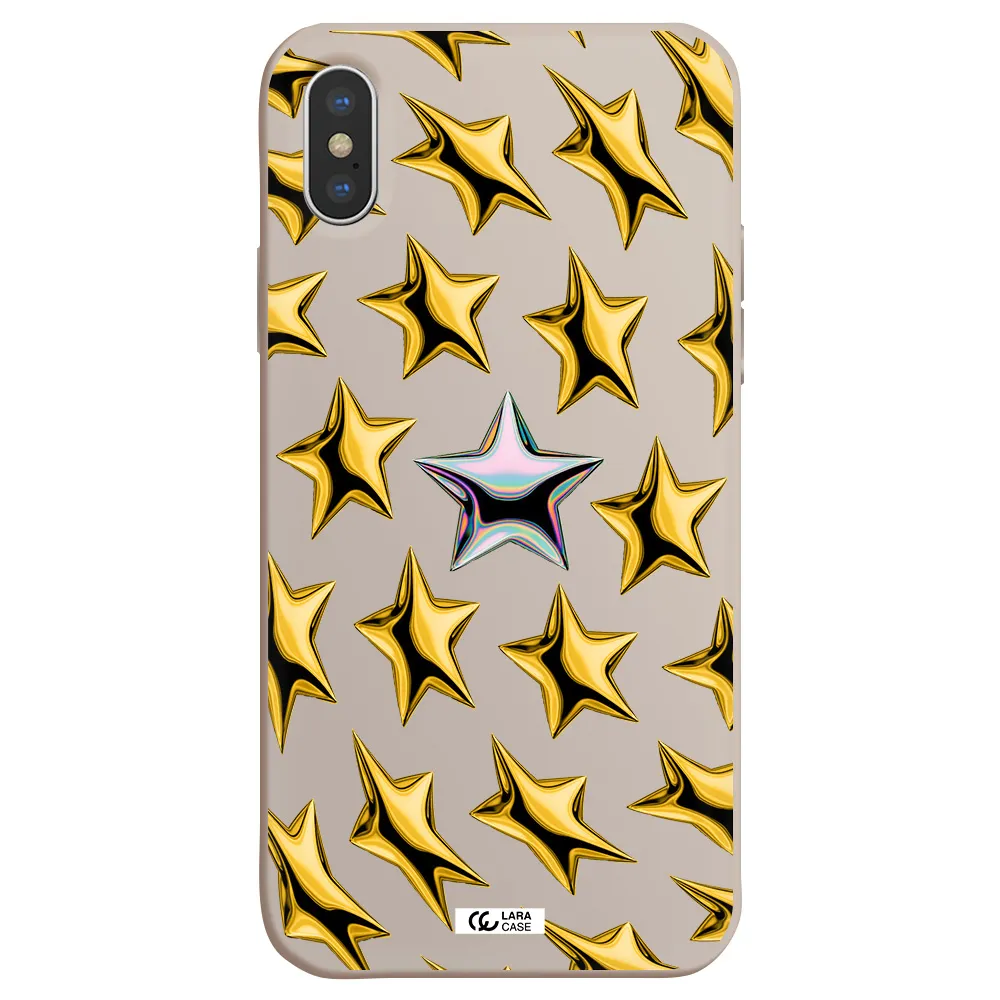 a group of gold stars Apple iPhone X Silicone Stone Case