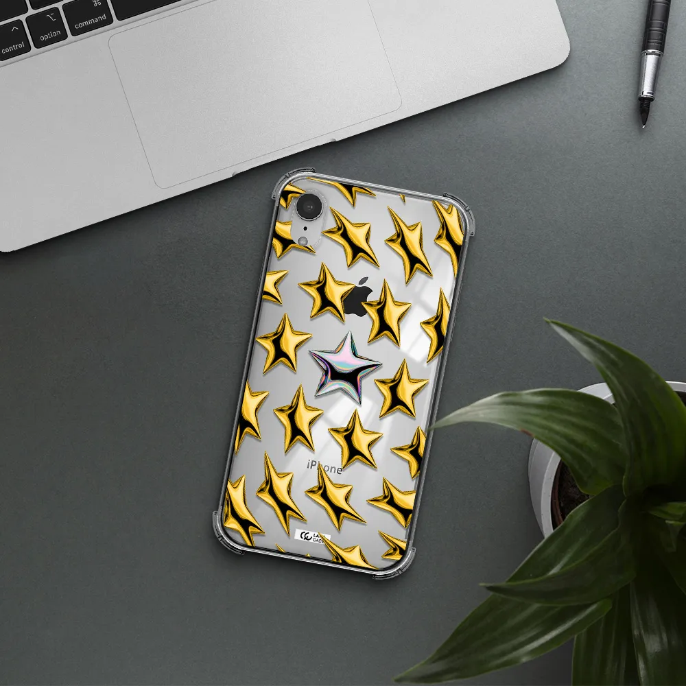 a group of gold stars Apple iPhone XR Clear PC Case