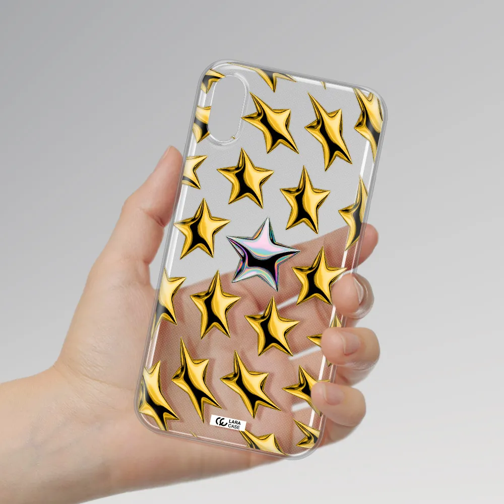a group of gold stars Apple iPhone XS Clear TPU Case