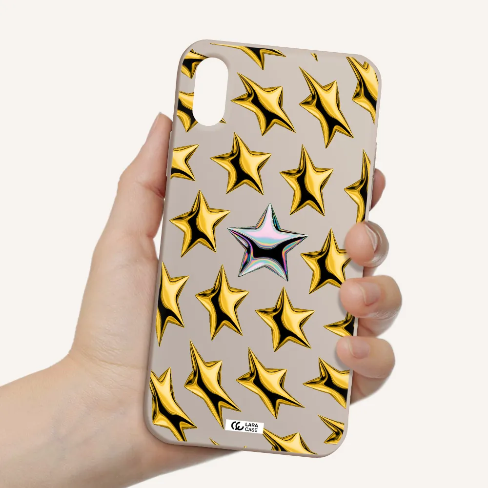a group of gold stars Apple iPhone XS Silicone Stone Case
