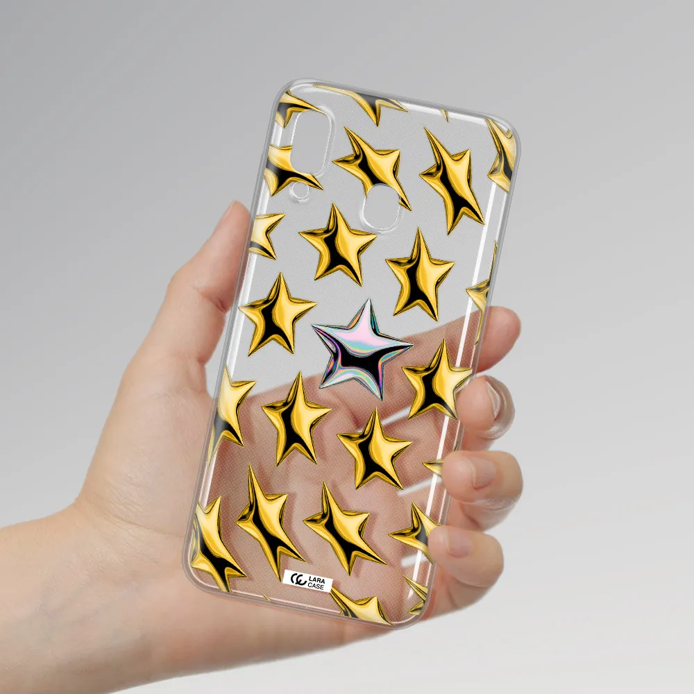 a group of gold stars Samsung A20 Clear TPU Case