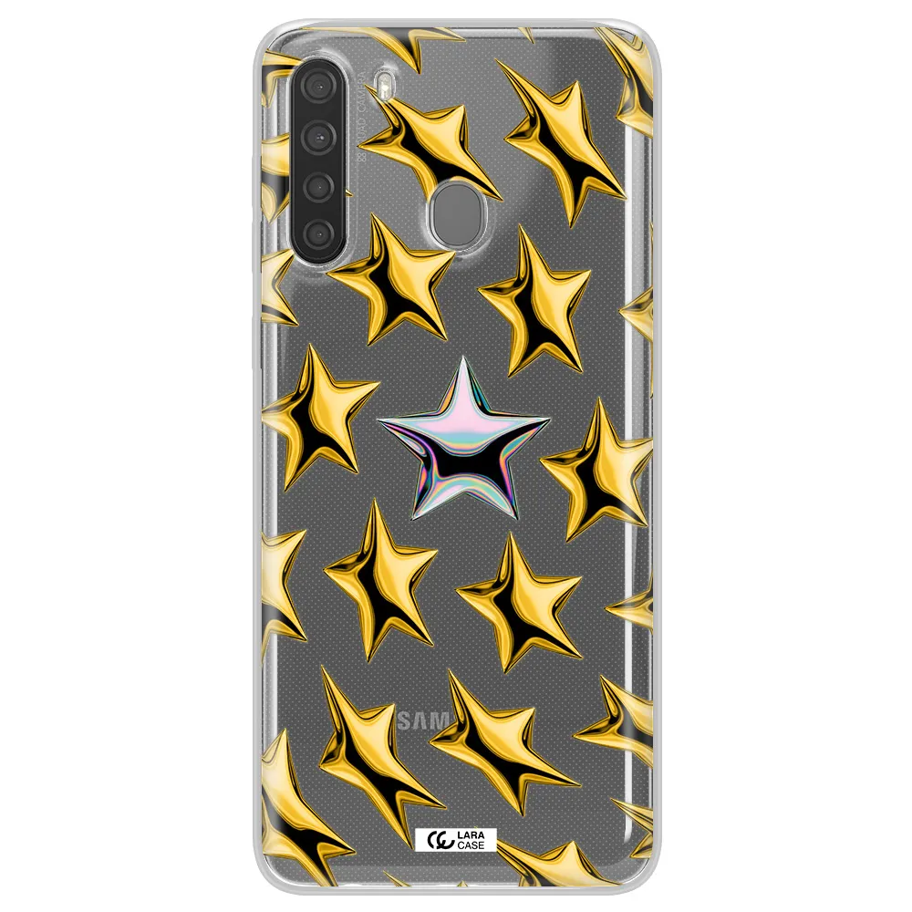 a group of gold stars Samsung A21 Clear TPU Case