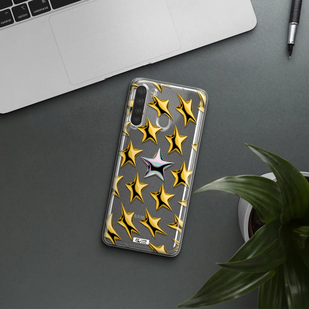 a group of gold stars Samsung A21 Clear TPU Case