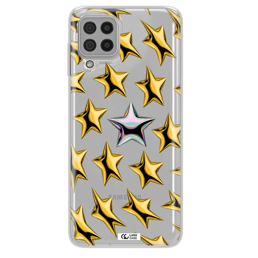 a group of gold stars Samsung A22 4g Clear TPU Case