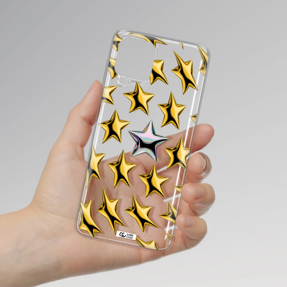 a group of gold stars Samsung A22 4g Clear TPU Case