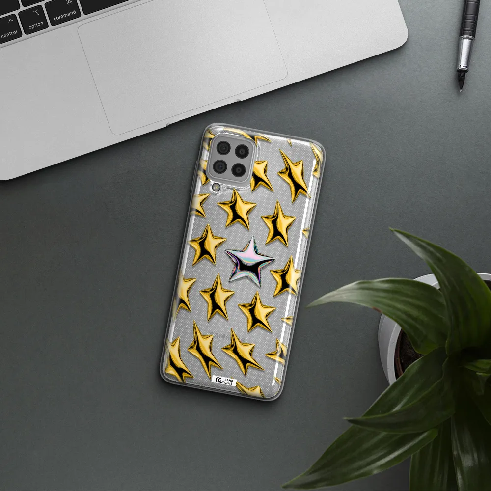 a group of gold stars Samsung A22 4g Clear TPU Case
