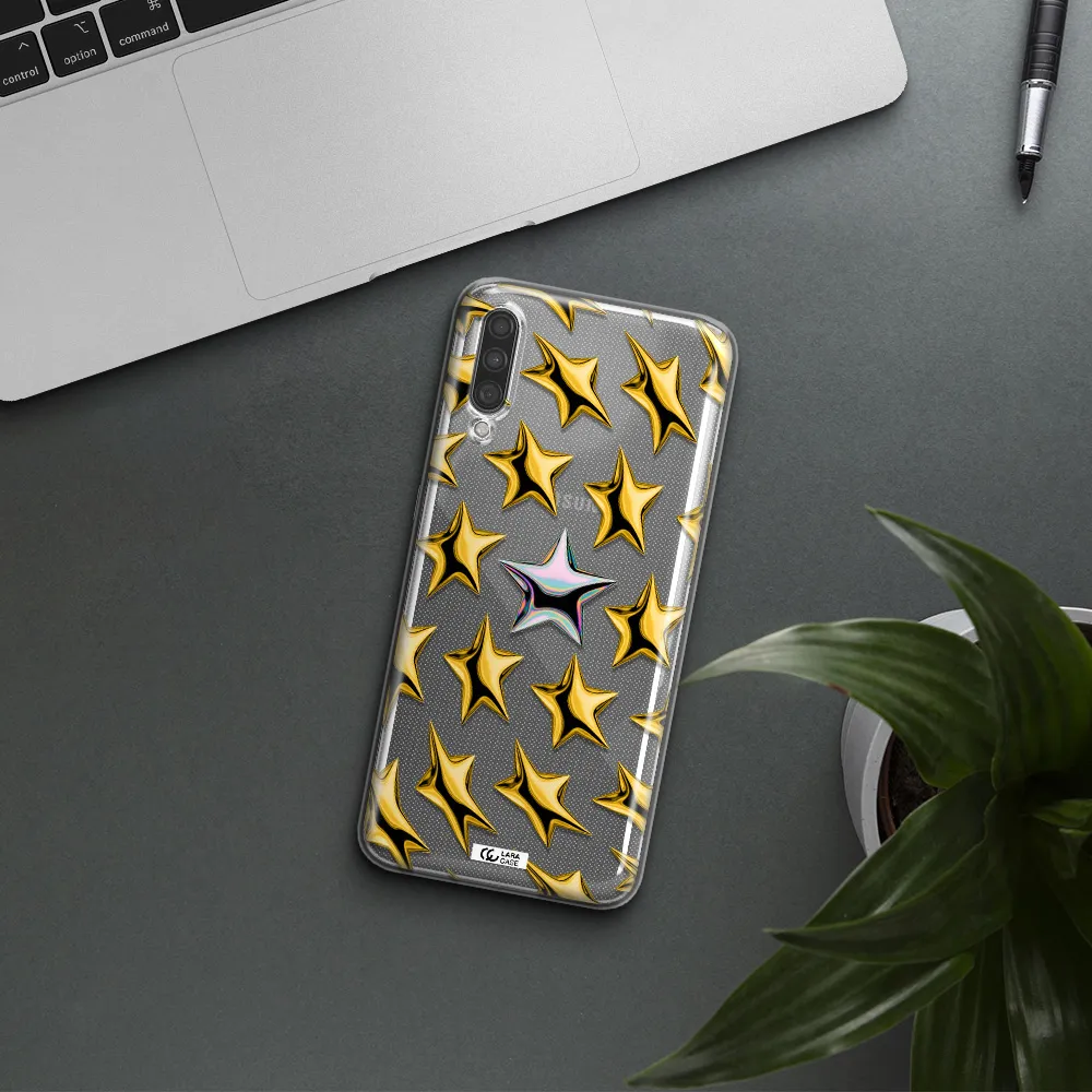 a group of gold stars Samsung A30S Clear TPU Case