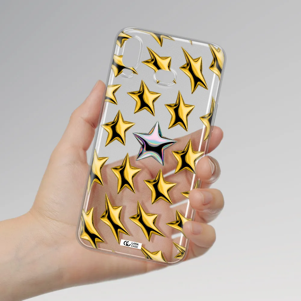 a group of gold stars Samsung A6S Clear TPU Case