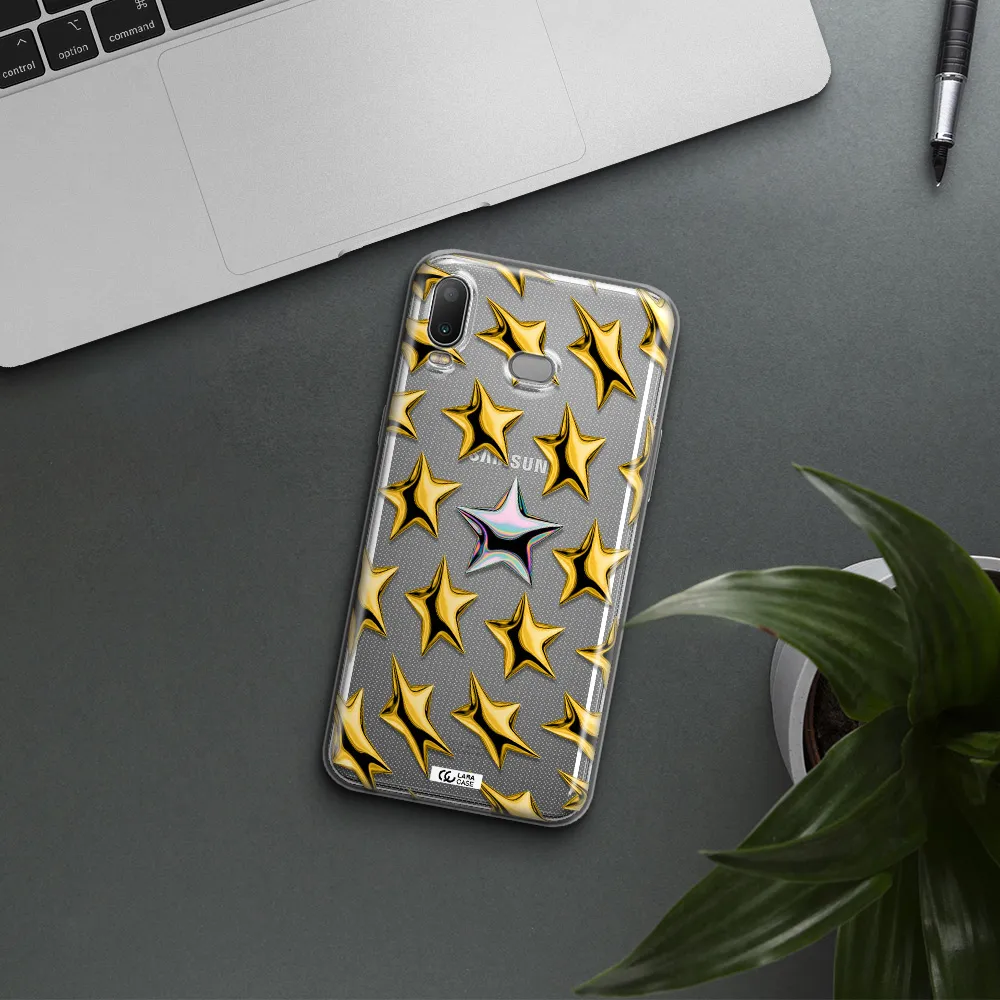a group of gold stars Samsung A6S Clear TPU Case