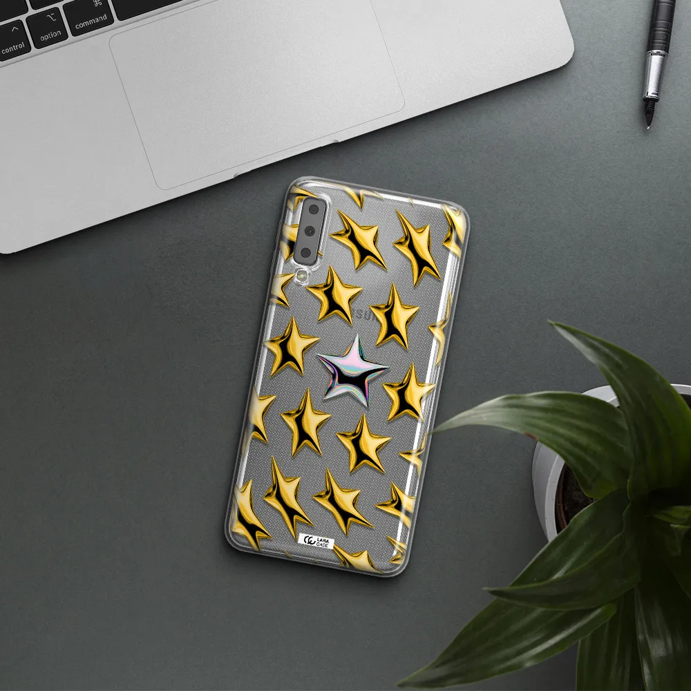 a group of gold stars Samsung A7 2018 Clear TPU Case
