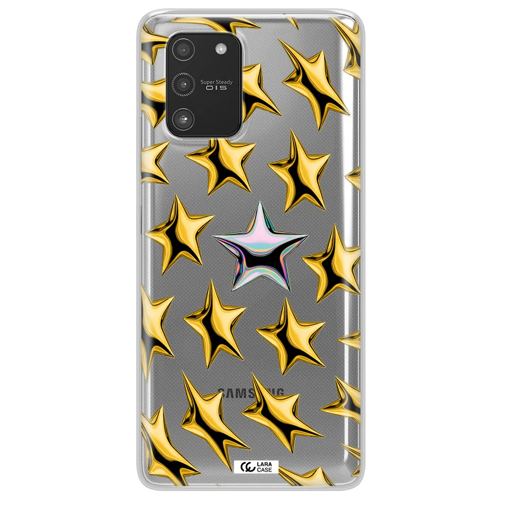 a group of gold stars Samsung A91 Clear TPU Case