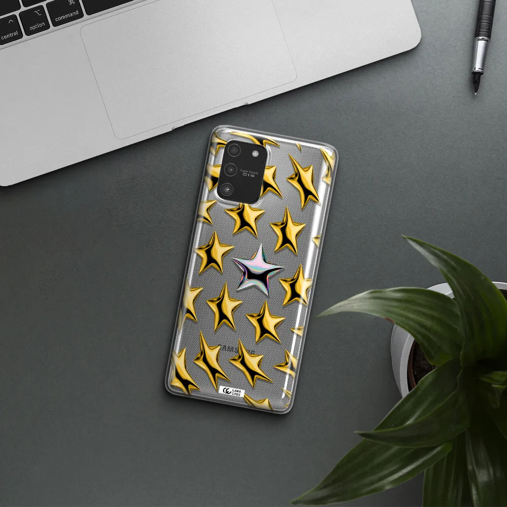 a group of gold stars Samsung A91 Clear TPU Case