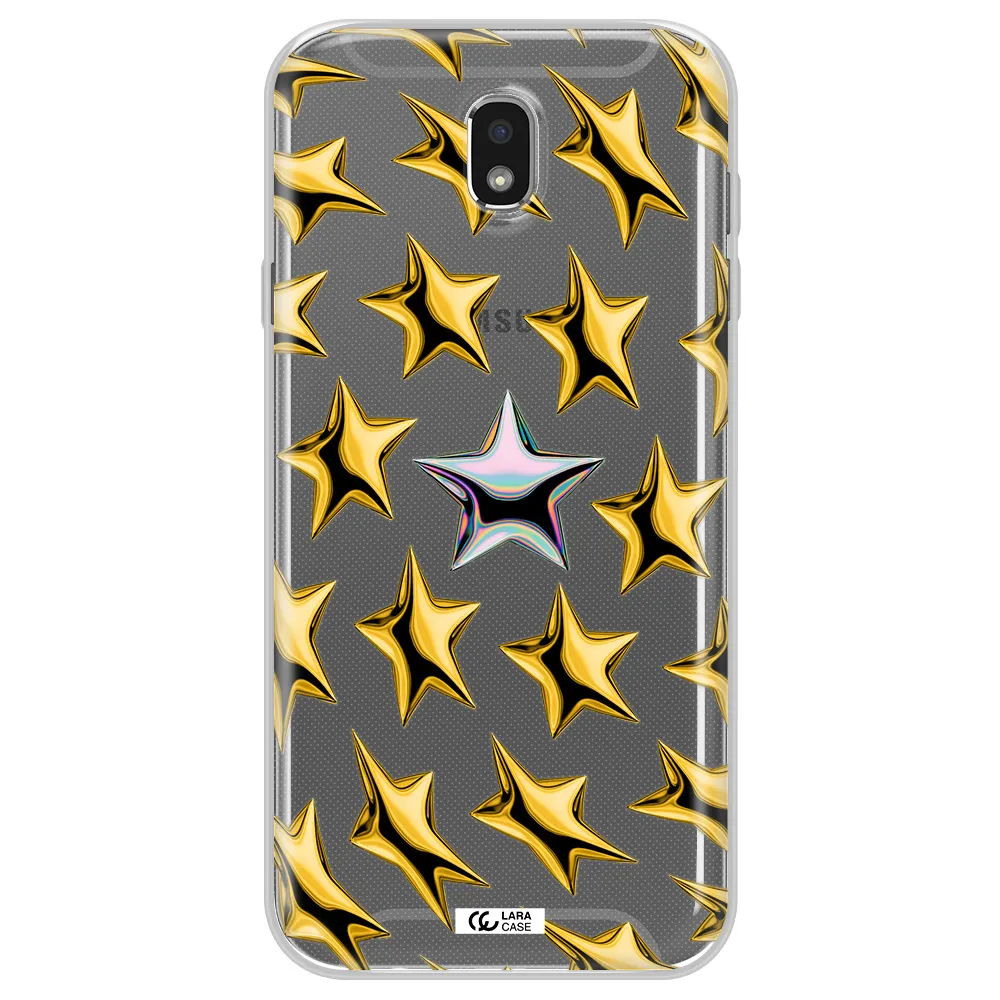 a group of gold stars Samsung J7 Pro Clear TPU Case