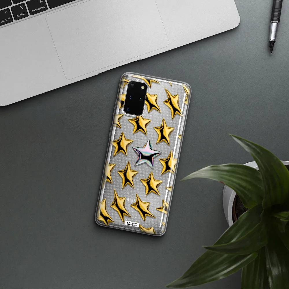 a group of gold stars Samsung S 20 Plus Clear TPU Case