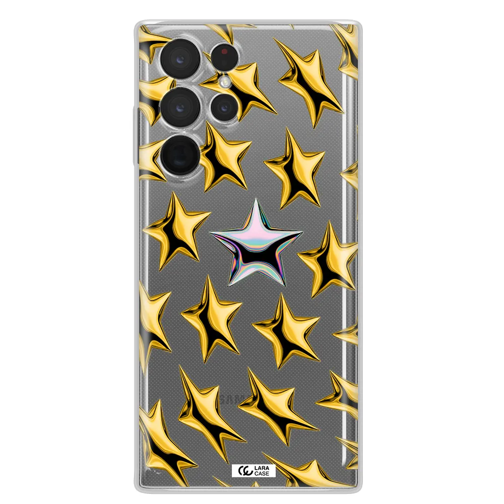 a group of gold stars Samsung S 22 Ultra Clear TPU Case