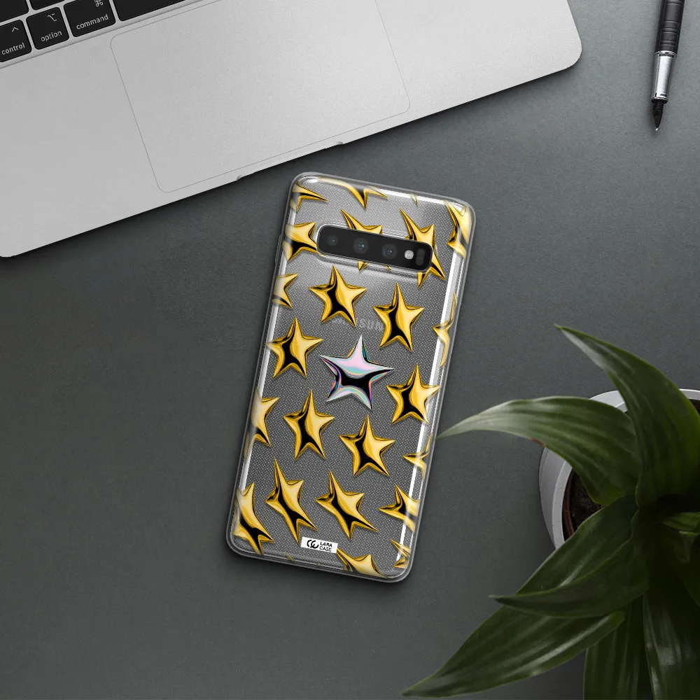 a group of gold stars Samsung S10 Clear TPU Case