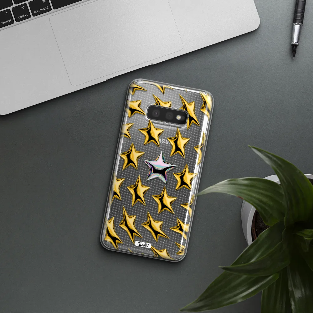 a group of gold stars Samsung S10e Clear TPU Case