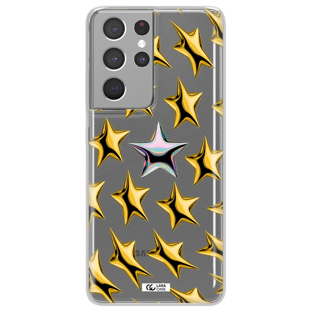 a group of gold stars Samsung S21 Ultra Clear TPU Case