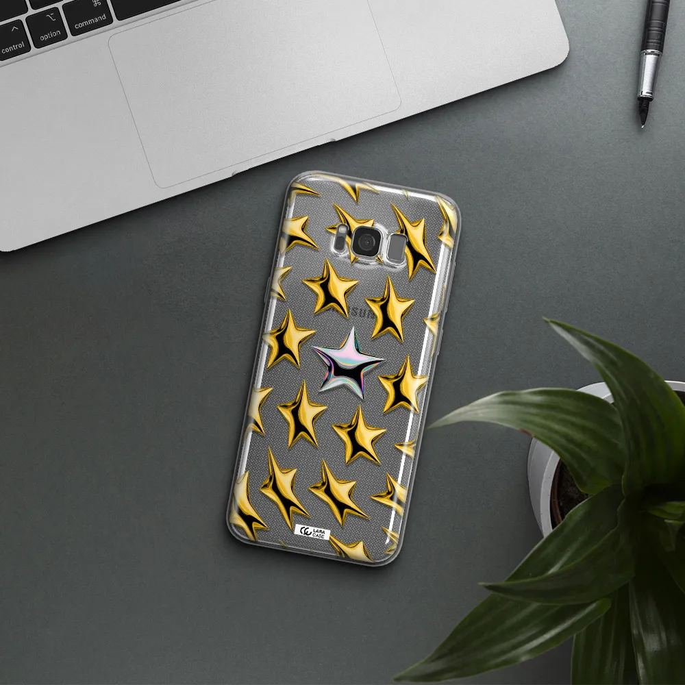 a group of gold stars Samsung S8 Plus Clear TPU Case