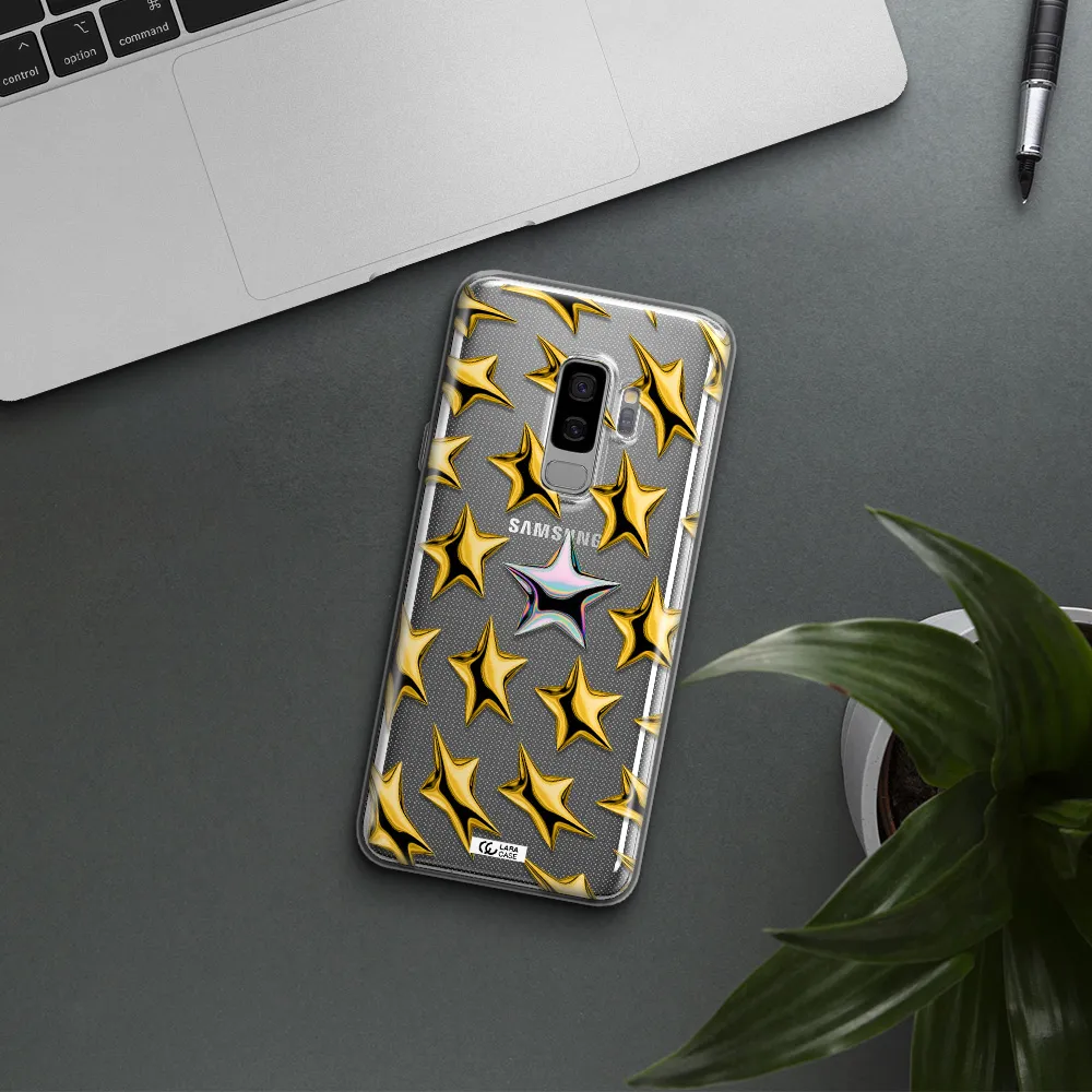 a group of gold stars Samsung S9 Plus Clear TPU Case