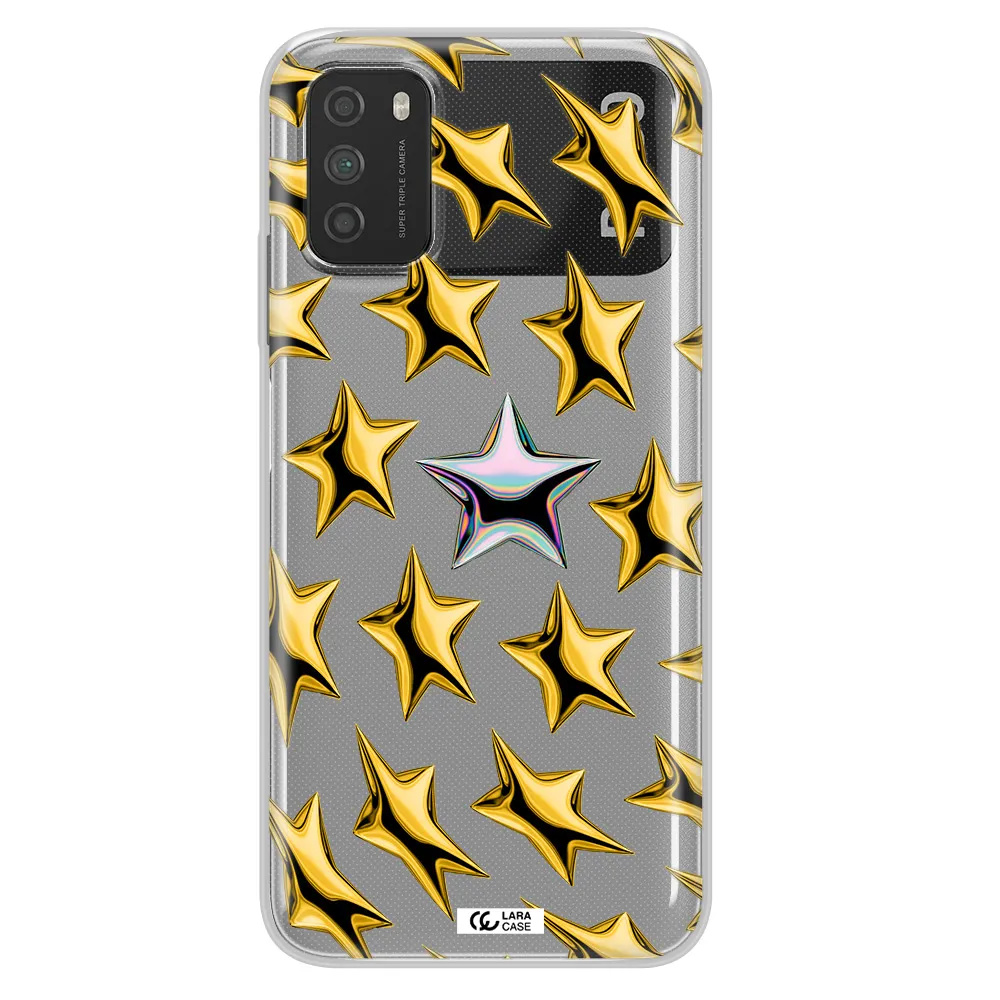 a group of gold stars Xiaomi Poco M3 Clear TPU Case