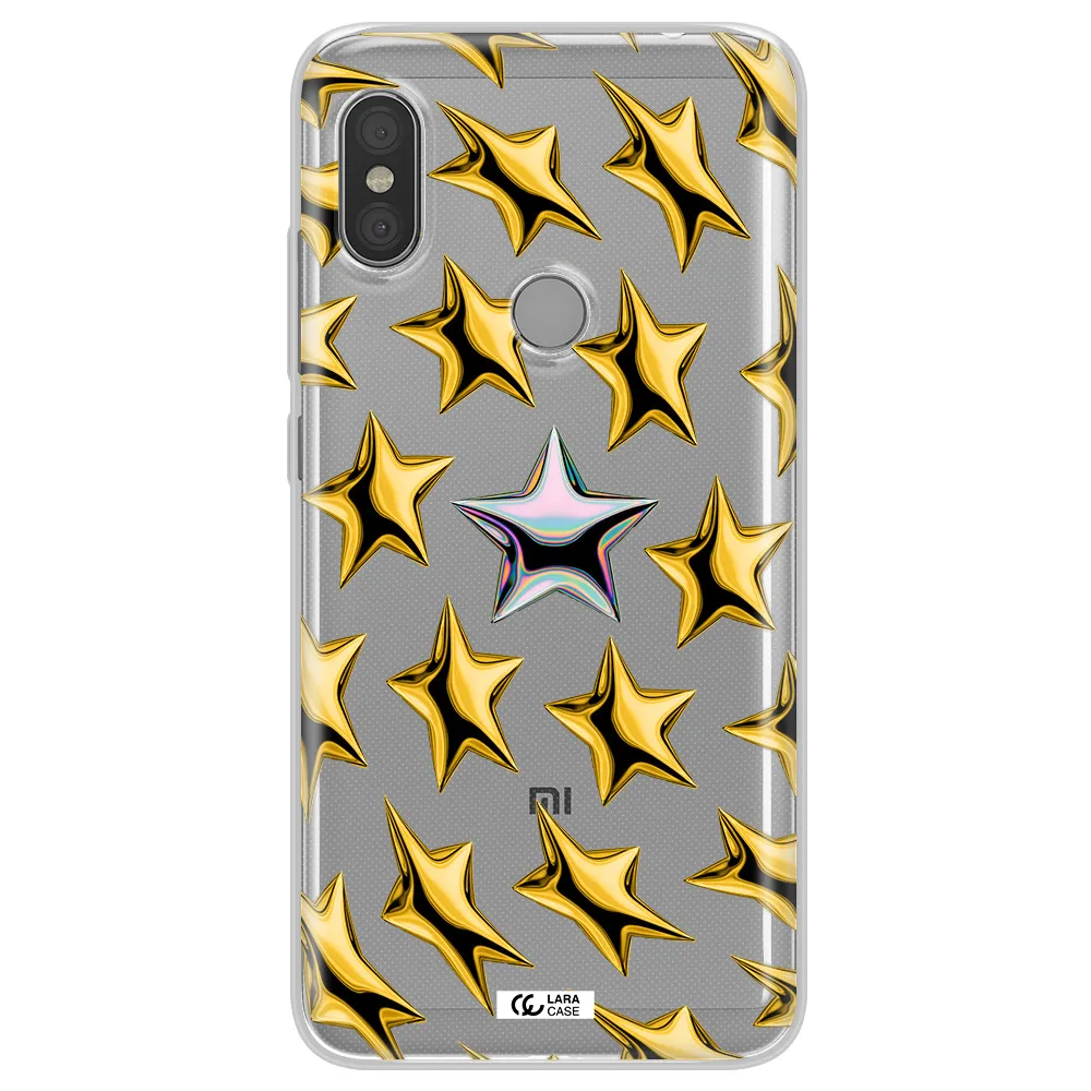 a group of gold stars Xiaomi Redmi Note 6 Pro Clear TPU Case