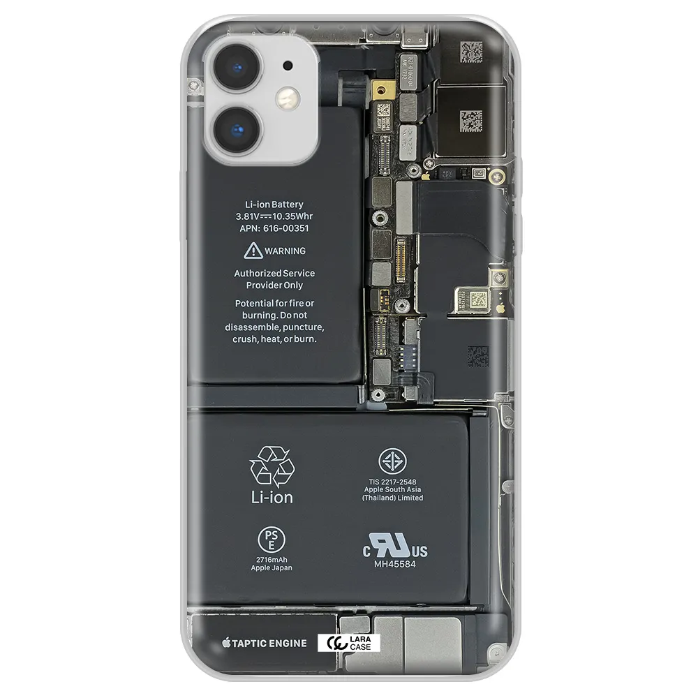 A Close-Up Of A Cell Phone Battery Apple Iphone 11 Clear Tpu Case