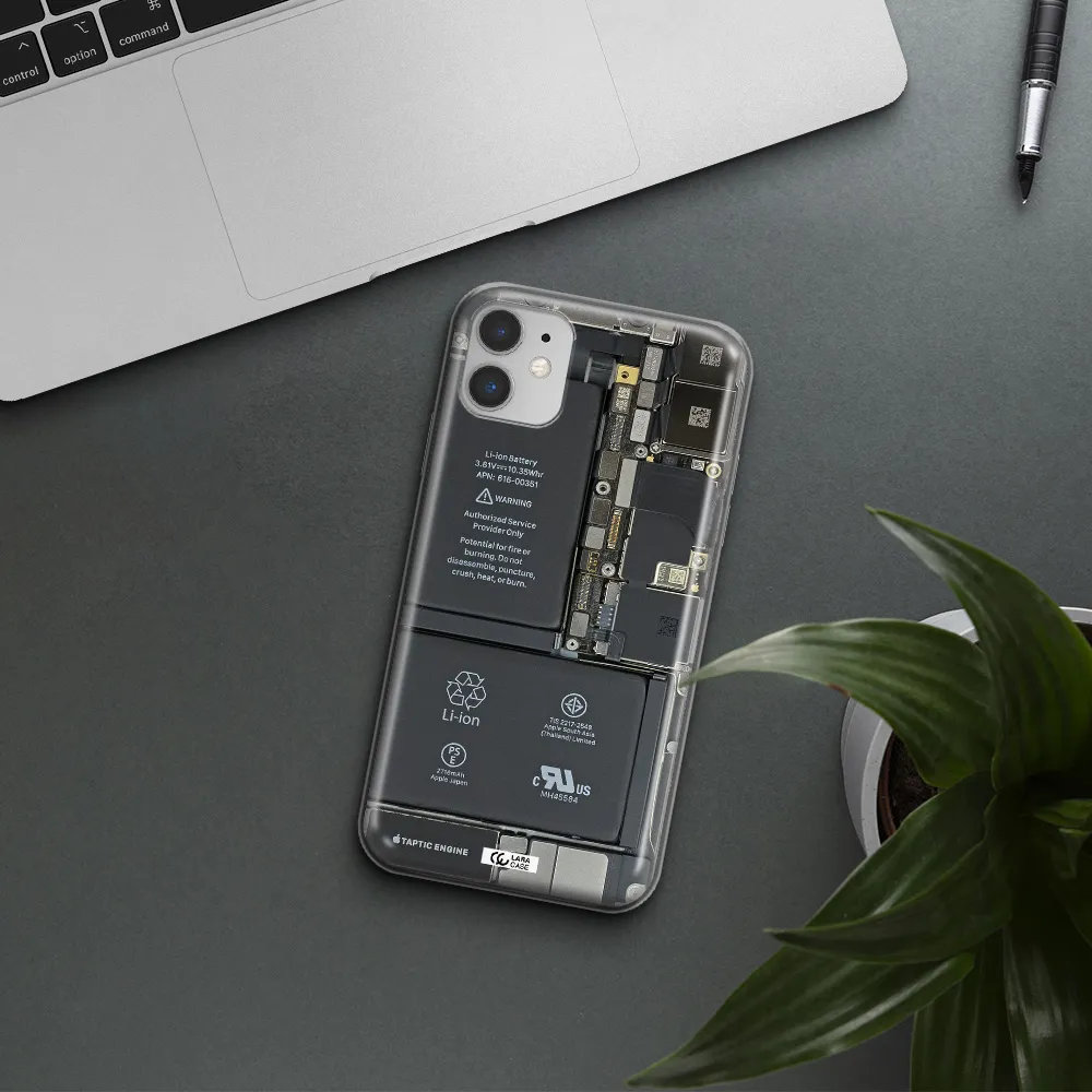 A Close-Up Of A Cell Phone Battery Apple Iphone 11 Clear Tpu Case