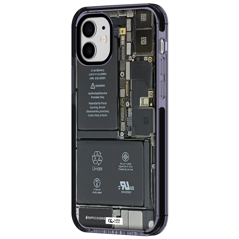 a close-up of a cell phone battery Apple iPhone 11 impact Lilac Case