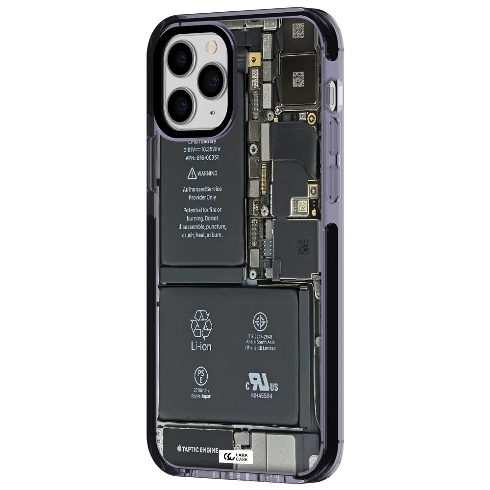 a close-up of a cell phone battery Apple iPhone 11 pro impact Lilac Case