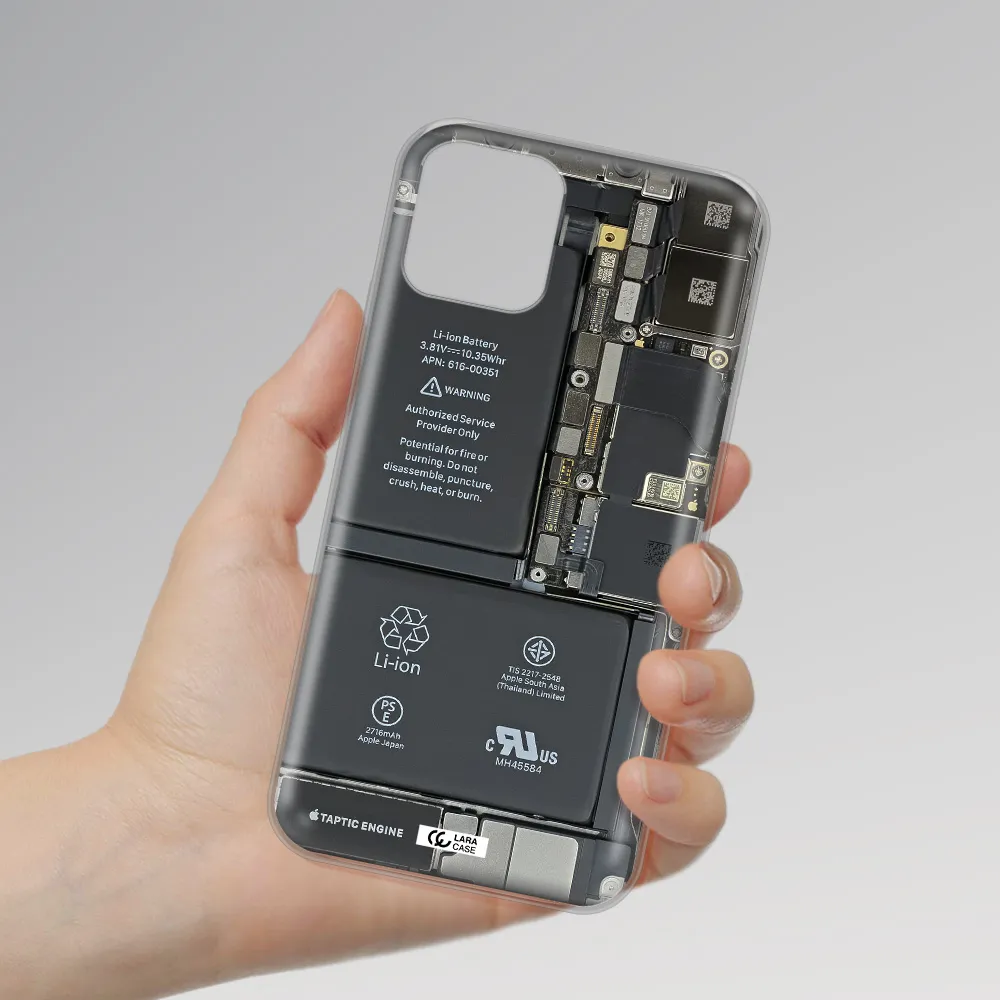 A Close-Up Of A Cell Phone Battery Apple Iphone 11 Pro Max Clear Tpu Case