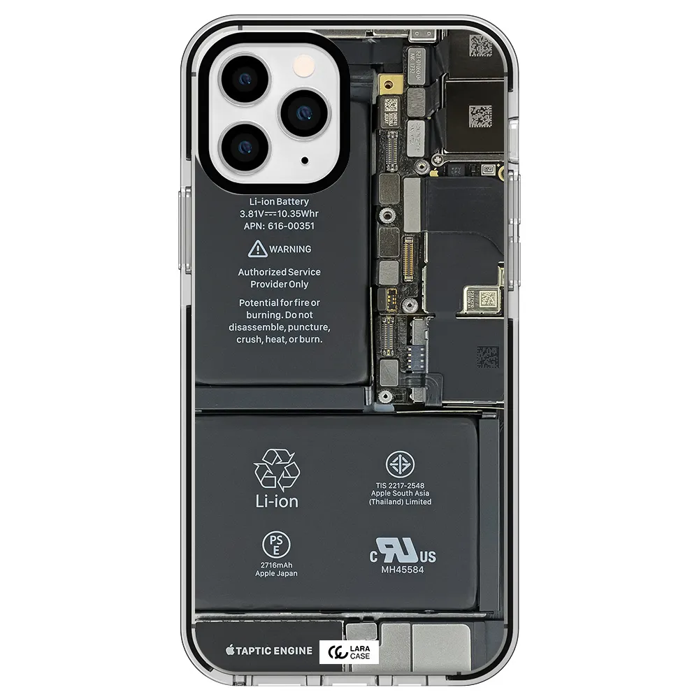 a close-up of a cell phone battery Apple iPhone 11 pro max impact black border Case