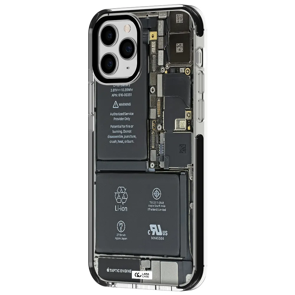 a close-up of a cell phone battery Apple iPhone 11 pro max impact black border Case