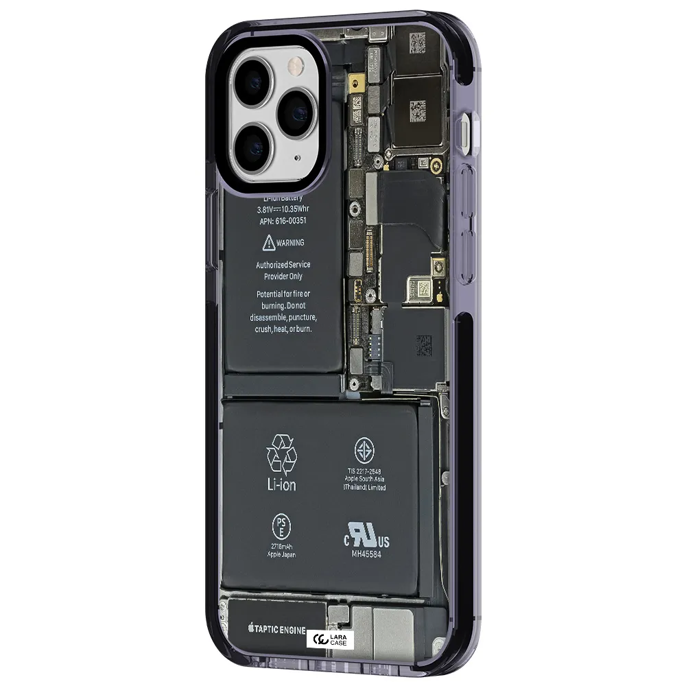 a close-up of a cell phone battery Apple iPhone 11 pro max impact Lilac Case