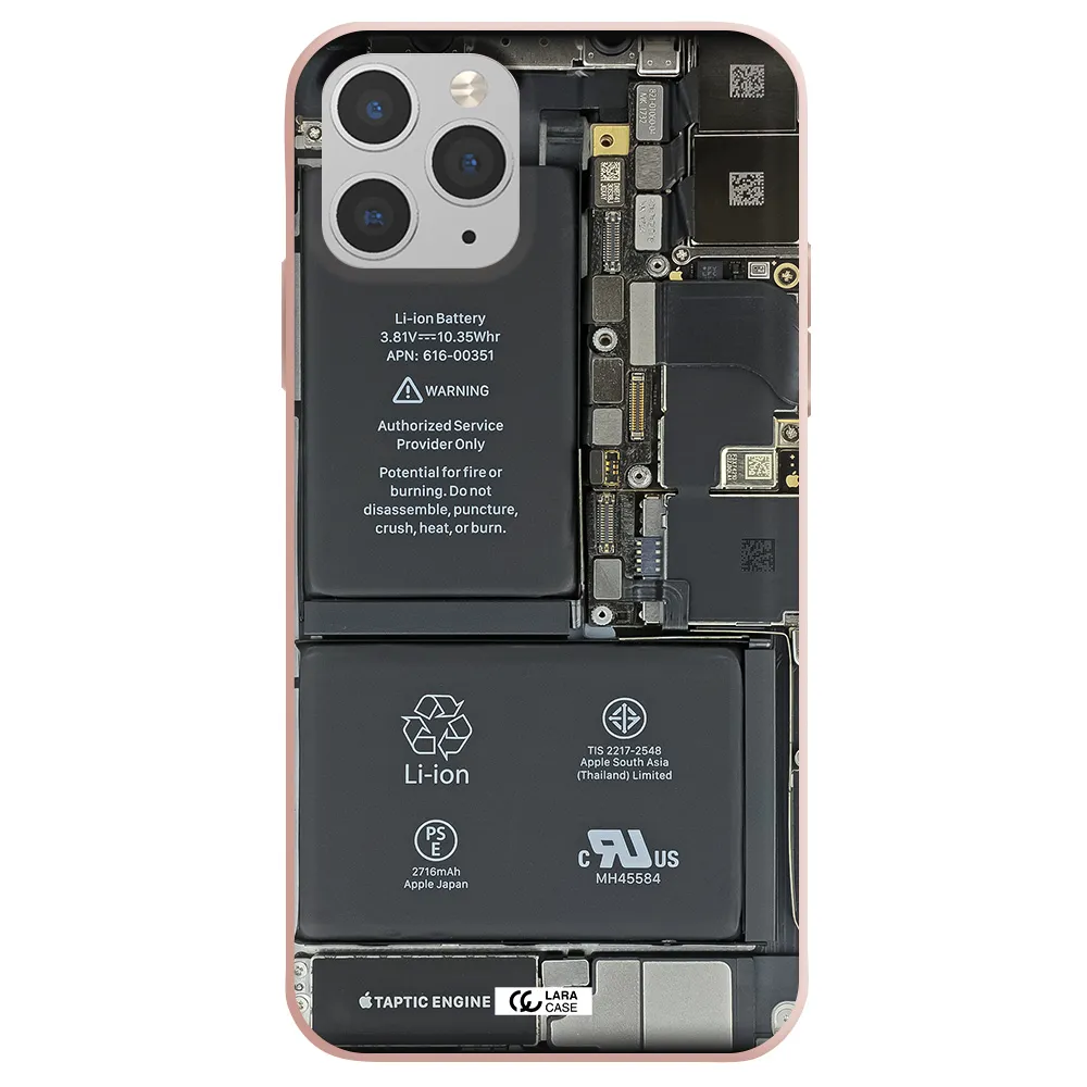 a close-up of a cell phone battery Apple iPhone 11 pro Silicone pastel pink Case