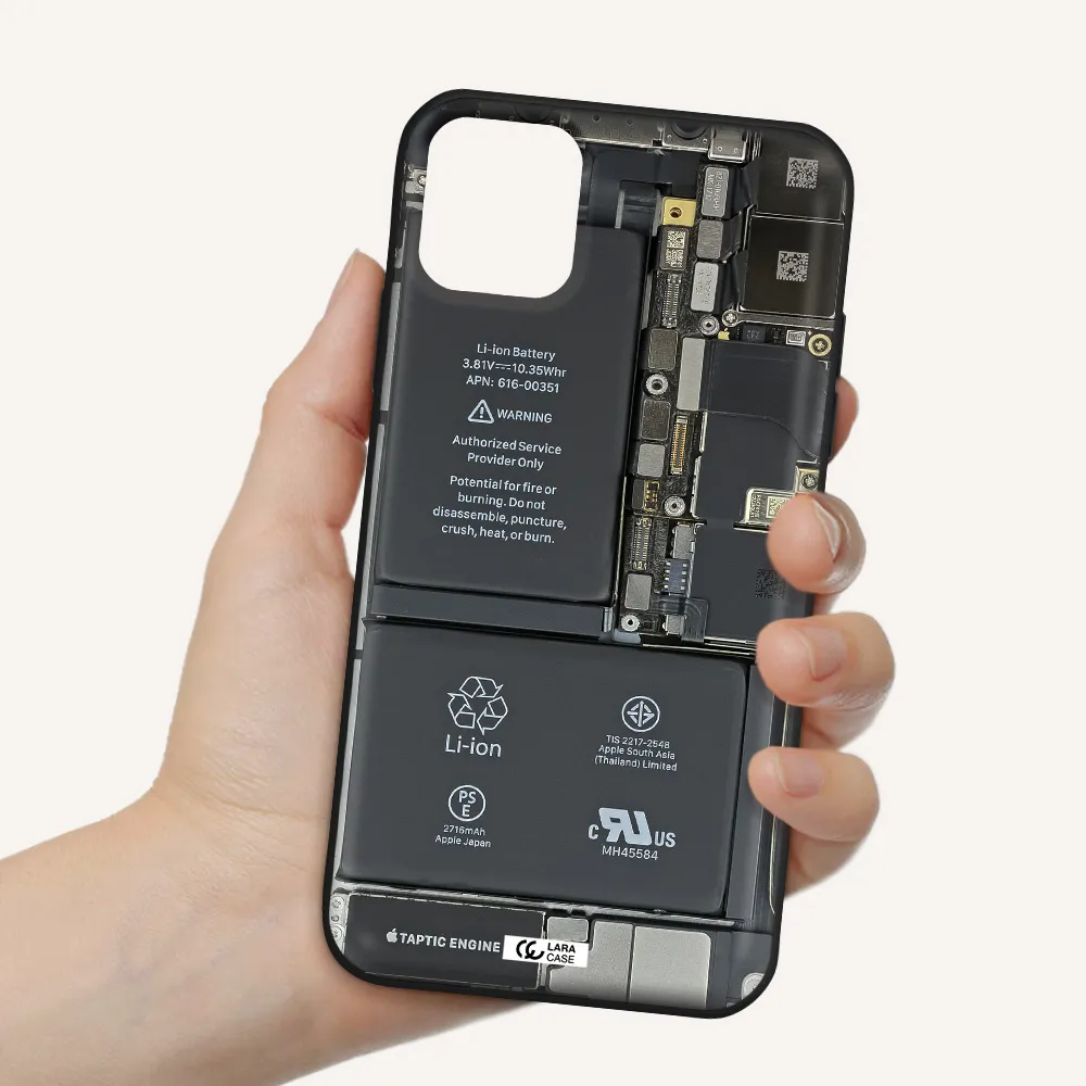 a close-up of a cell phone battery Apple iPhone 11 Silicone black Case