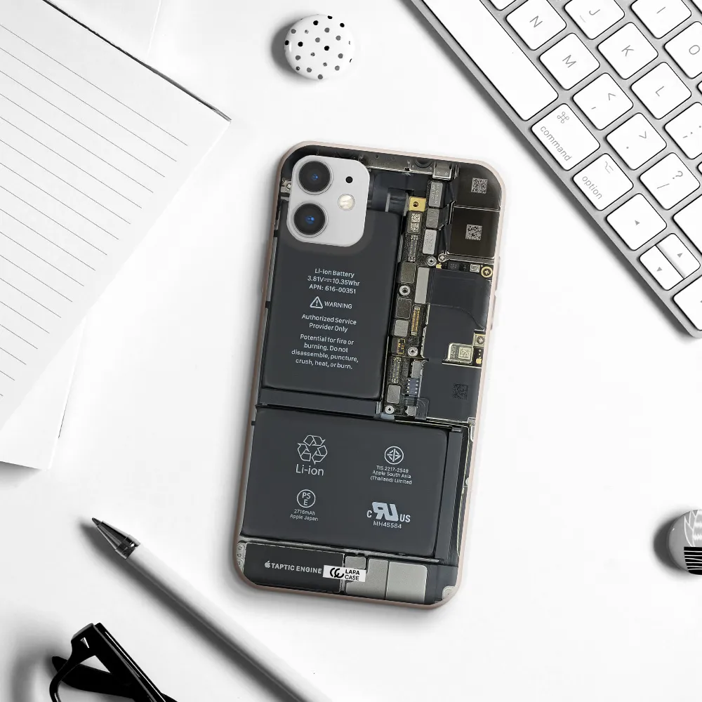 a close-up of a cell phone battery Apple iPhone 11 Silicone Stone Case