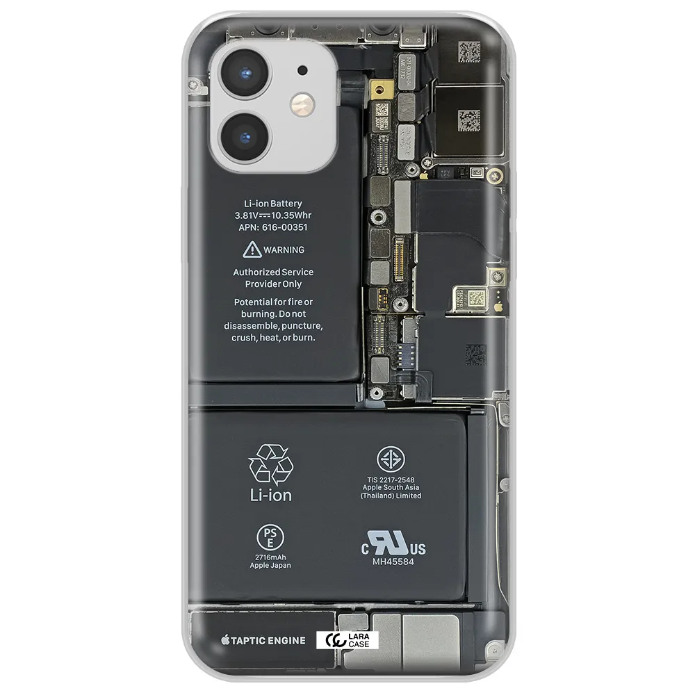 A Close-Up Of A Cell Phone Battery Apple Iphone 12 Clear Tpu Case