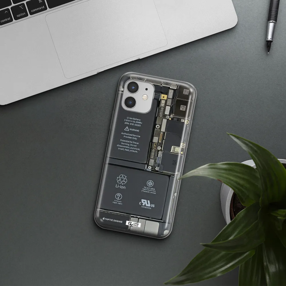 A Close-Up Of A Cell Phone Battery Apple Iphone 12 Mini Clear Tpu Case