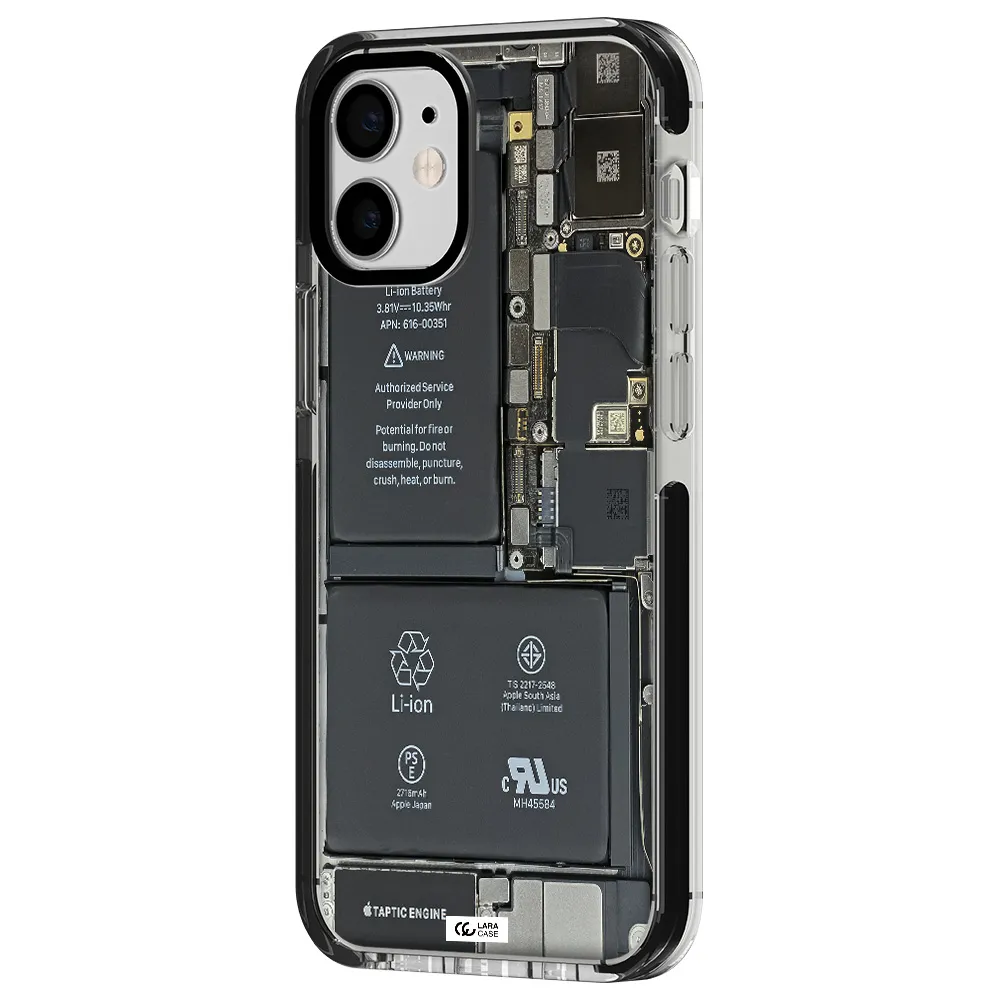 a close-up of a cell phone battery Apple iPhone 12 mini impact black border Case