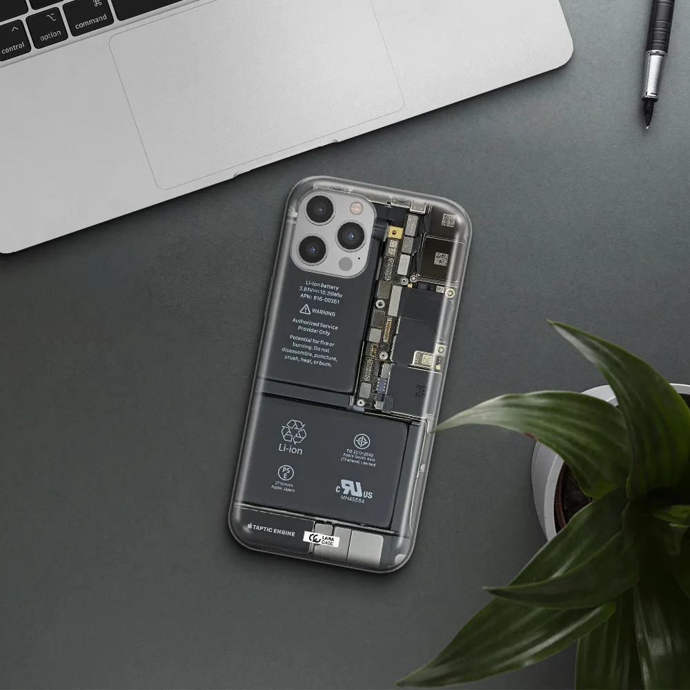 A Close-Up Of A Cell Phone Battery Apple Iphone 12 Pro Clear Tpu Case