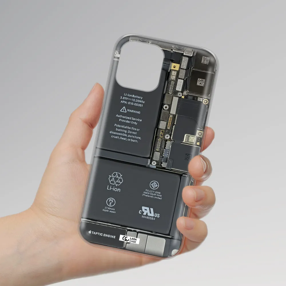 A Close-Up Of A Cell Phone Battery Apple Iphone 12 Pro Max Clear Tpu Case