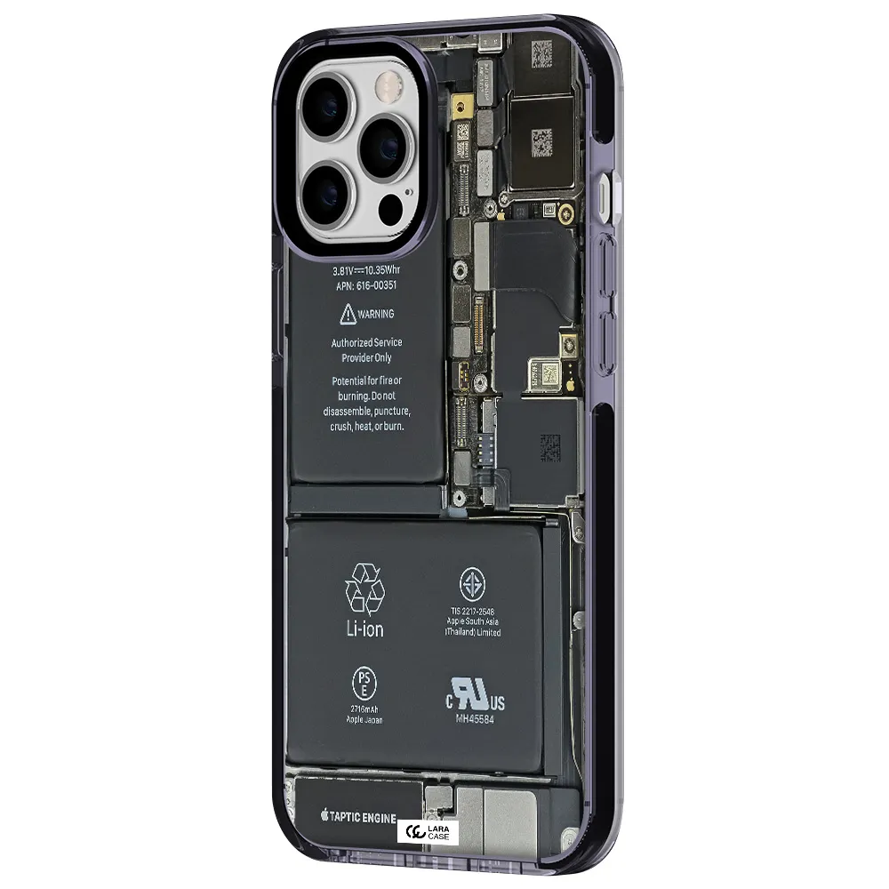 a close-up of a cell phone battery Apple iPhone 12 pro max impact Lilac Case