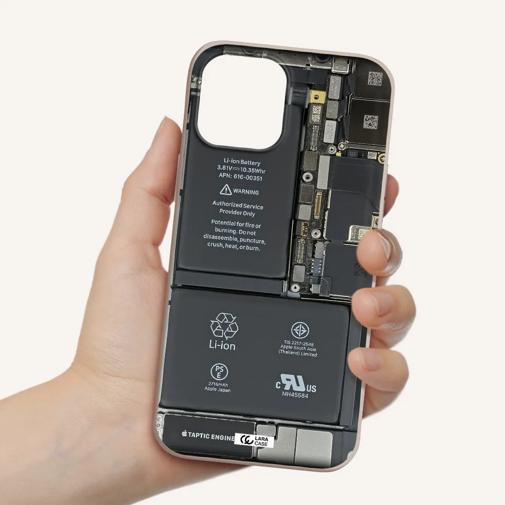 a close-up of a cell phone battery Apple iPhone 12 pro max Silicone Stone Case