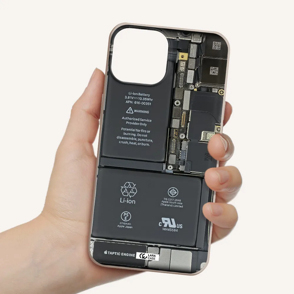 a close-up of a cell phone battery Apple iPhone 13 mini Silicone Stone Case