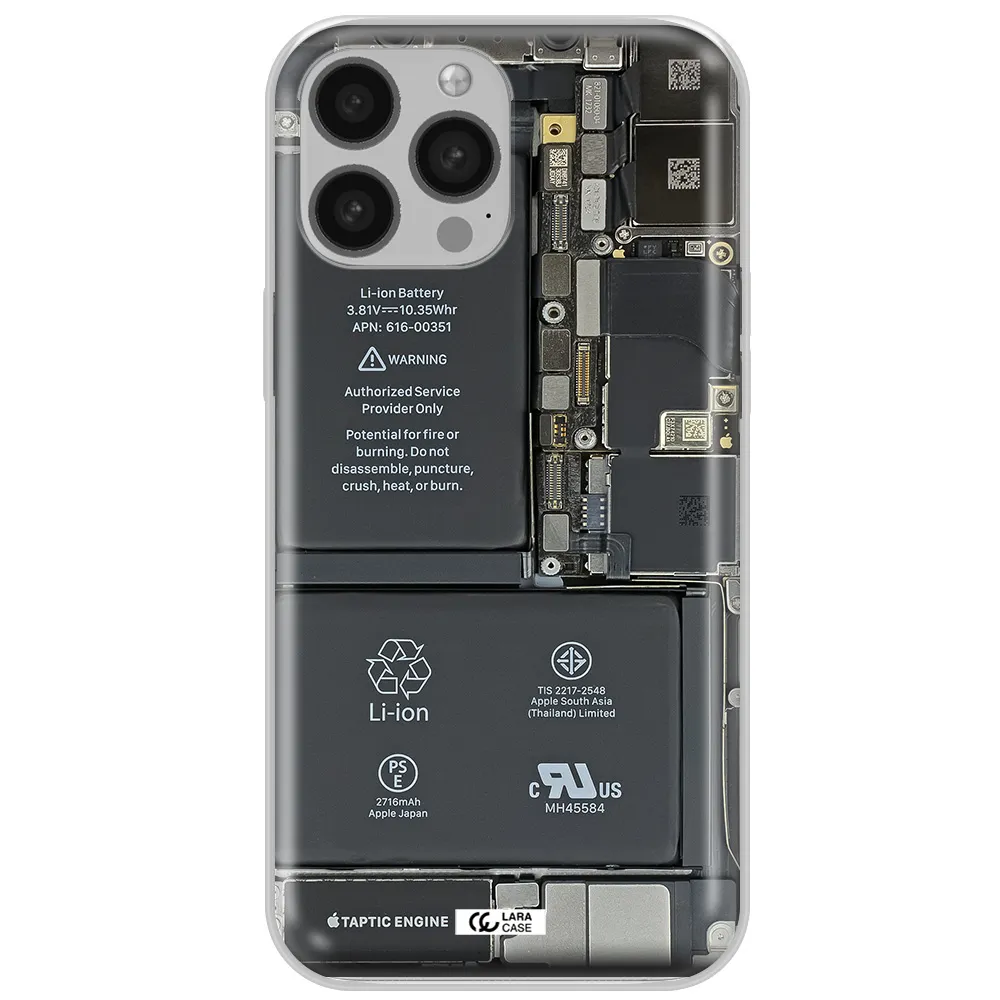 A Close-Up Of A Cell Phone Battery Apple Iphone 13 Pro Clear Tpu Case