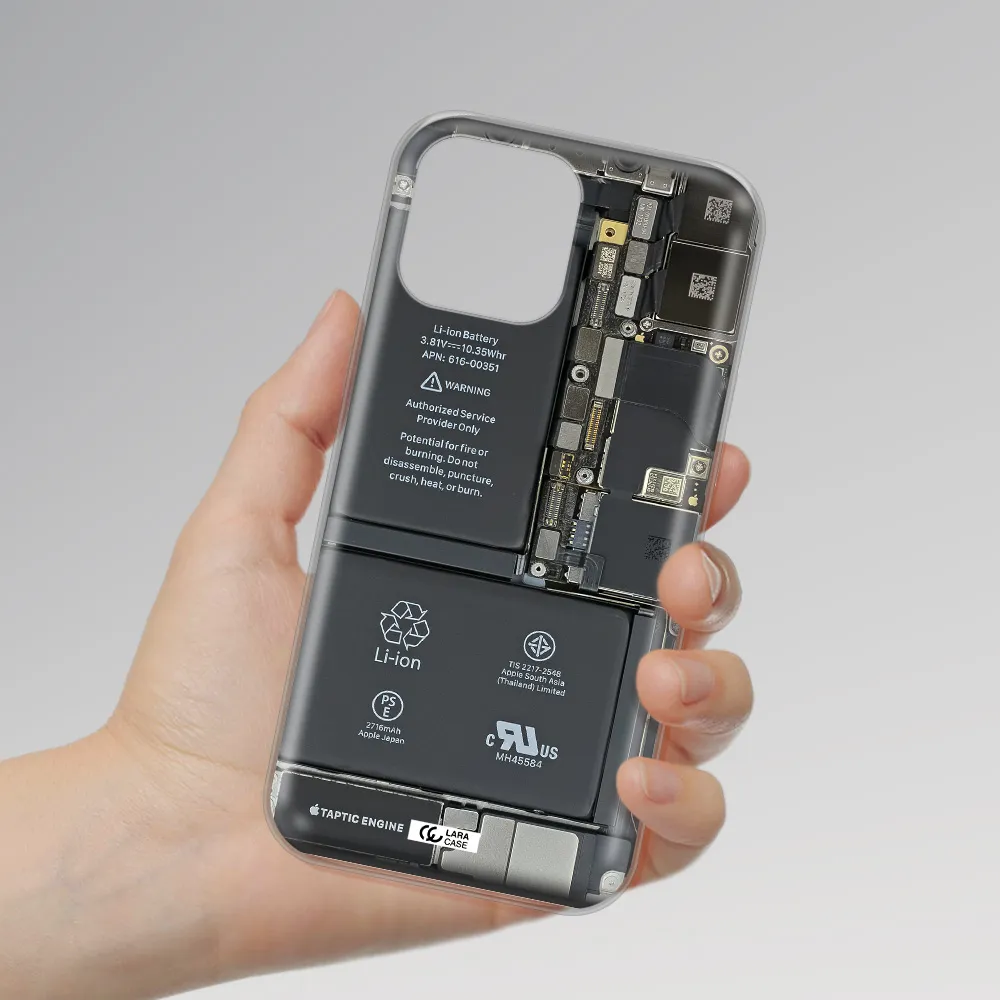 A Close-Up Of A Cell Phone Battery Apple Iphone 13 Pro Clear Tpu Case